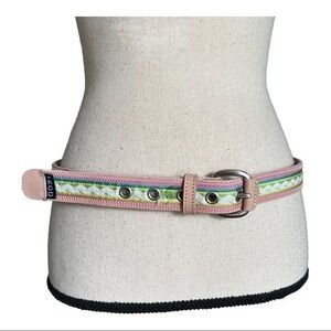 IZOD Colorful Stripe Genuine Leather Belt 8510047-654 Size L